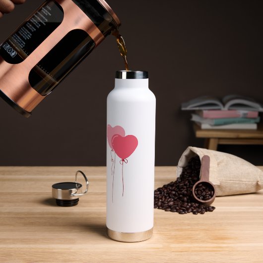 Roze Minimalistische Valentijnsdag Tekst Waterfles (Koffie)