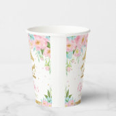 Roze Mint Bloemen Carrousel Verjaardag Baby shower Papieren Bekers (Rechts)