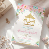 Roze Mint Bloemendans Meisje Baby Shower Kaart