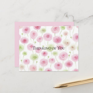 Roze Mint Bloemige Ranunculus Briefkaart