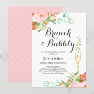 Roze Mint Floral Brunch Bridal Shower Kaart