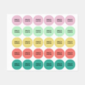 Roze Mint Geel Blauwgroen Koraal Ronde Zelfklevend Labels (Vel)