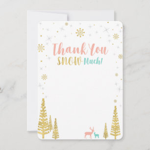 Roze, Mint & Gouden Winter wonderland Dank je Notitiekaartje