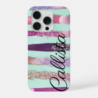 Roze Mint Green Nail Poolse glitterpenseelstreken