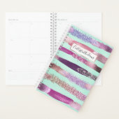 Roze Mint Green Nail Poolse glitterpenseelstreken Planner (Display)