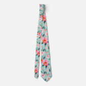 Roze Mint Green Waterverf Roos Pattern Weddenschap Stropdas (Achterkant)