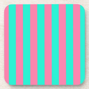 Roze Mint Groen Strepen Design Bier Onderzetter