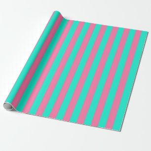 Roze Mint Groen Strepen Design Cadeaupapier