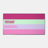 Roze Mint Groene Paarse Strepen Patroonnaam Bureaumat (Voorkant)