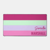 Roze Mint Groene Paarse Strepen Patroonnaam Bureaumat (Voorkant)