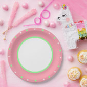 Roze Mint Groene Polka Dots Papieren Bordje (Feest)
