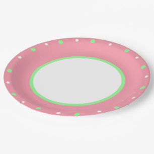Roze Mint Groene Polka Dots Papieren Bordje