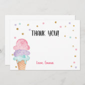 Roze Mint Ice Cream Cone Confetti Dank u kaart (Voorkant / Achterkant)