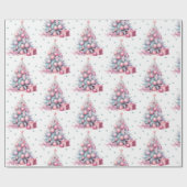  roze mint kerstboom cadeaupapier (Vlak)