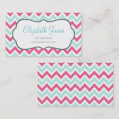 Roze & Mint Kleurrijke Chevron Stripes Visitekaartje (Voorkant / Achterkant)
