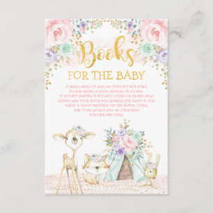 Roze Mint Paarse Woodland Animals Book Request Informatiekaartje