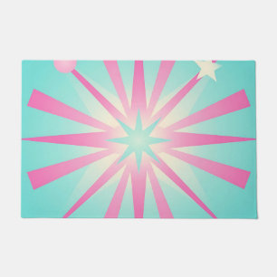 Roze Mint Retro Starburst Gloed Deurmat
