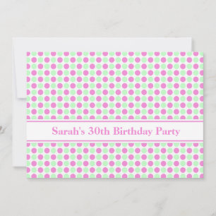 Roze Mint Stippen 30th Birthday Party Invitation Kaart