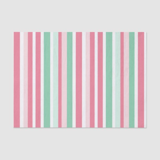 Roze Mint Stripes Kerstmis Tissuepapier (Voorkant)