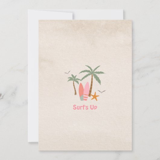 Roze Mint Twee Op Het Strand Surfen 2e Verjaardag Kaart (Achterkant)