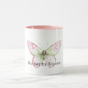 Roze Mint Vlinder Kusjes Mok