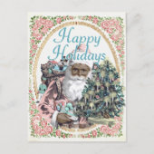  Roze + Mint Zwart Sinterklaas Kerstmis Feestdagenkaart (Voorkant)