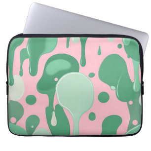 Roze Mintgroen Smeltende Drip Patroon Abstract  Laptop Sleeve