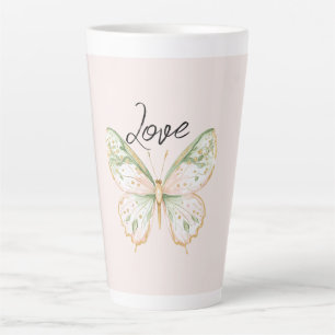 Roze Mintgroene Gouden Vlinder  Latte Mok