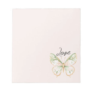 Roze Mintgroene Gouden Vlinder Liefde Notitieblok