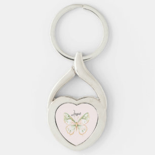 Roze Mintgroene Gouden Vlinder Liefde Sleutelhanger