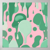 Roze Mintgroene Smeltende Druppel Patroon Abstract Poster (Voorkant)