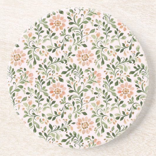 Roze Mintgroene Vlinder Zandsteen Onderzetter (Voorkant)