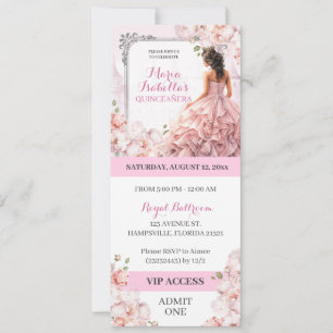 Roze Mis Quinceanera VIP-toegang Kaart
