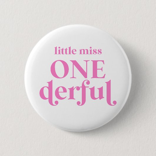 Roze Miss ONEderful 1st Eerste verjaardag Ronde Button 5,7 Cm (Voorkant)