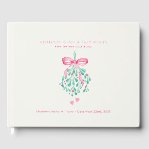 Roze Mistletoe Meisje Baby shower Gastboek Gastenboek