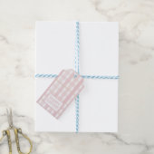 Roze Mix Plaid Cadeaulabel (Met Touw)