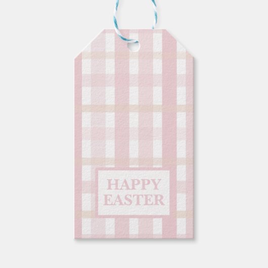 Roze Mix Plaid Cadeaulabel (Voorkant)
