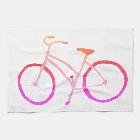 Roze mobre fiets velo keukenhanddoek (Horizontaal)