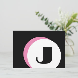 ROZE Mod Monogram Vet Initiaal Note Kaart Notitiekaartje