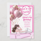 Roze Mode Doll Auto Verjaardagsfeestje Kaart (Voorkant)
