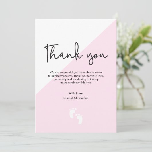 Roze modern Baby shower Dank je baby Kaart (Staand voorkant)