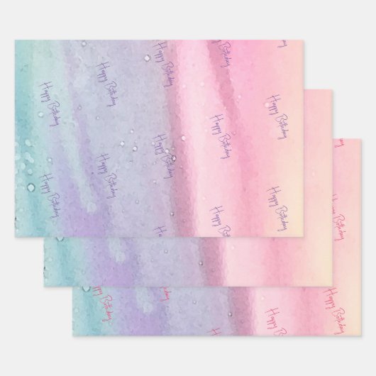 Roze Modern Birthday Inpakpapier Vel (Set)