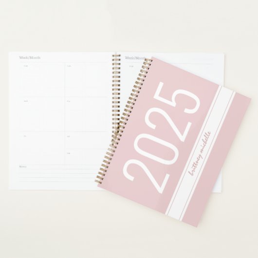 Roze Modern Bold Eenvoudige Streep Gepersonaliseer Planner (Display)
