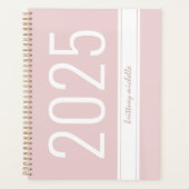 Roze Modern Bold Eenvoudige Streep Gepersonaliseer Planner (Voorkant)