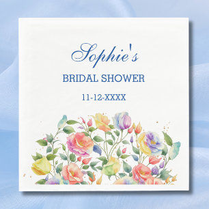 Roze Modern Bright Floral Rozen Vrijgezellenfeest Servet