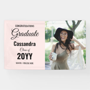 Roze Modern Classic Foto Afstuderen Spandoek