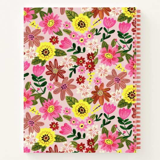 Roze modern daisy floral easter spring patroon notitieboek (Achterkant)