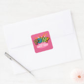 Roze Modern Fun Bride Tribe Comic Book Vierkante Sticker (Envelop)