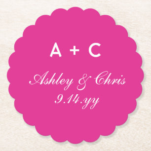 Roze Modern Gepersonaliseerd Bruiloft Receptie Fav Kartonnen Onderzetters