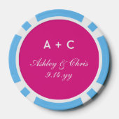 Roze Modern Gepersonaliseerd Bruiloft Receptie Fav Poker Chips (Achterkant)